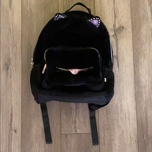 Furry Black Cat Back Pack